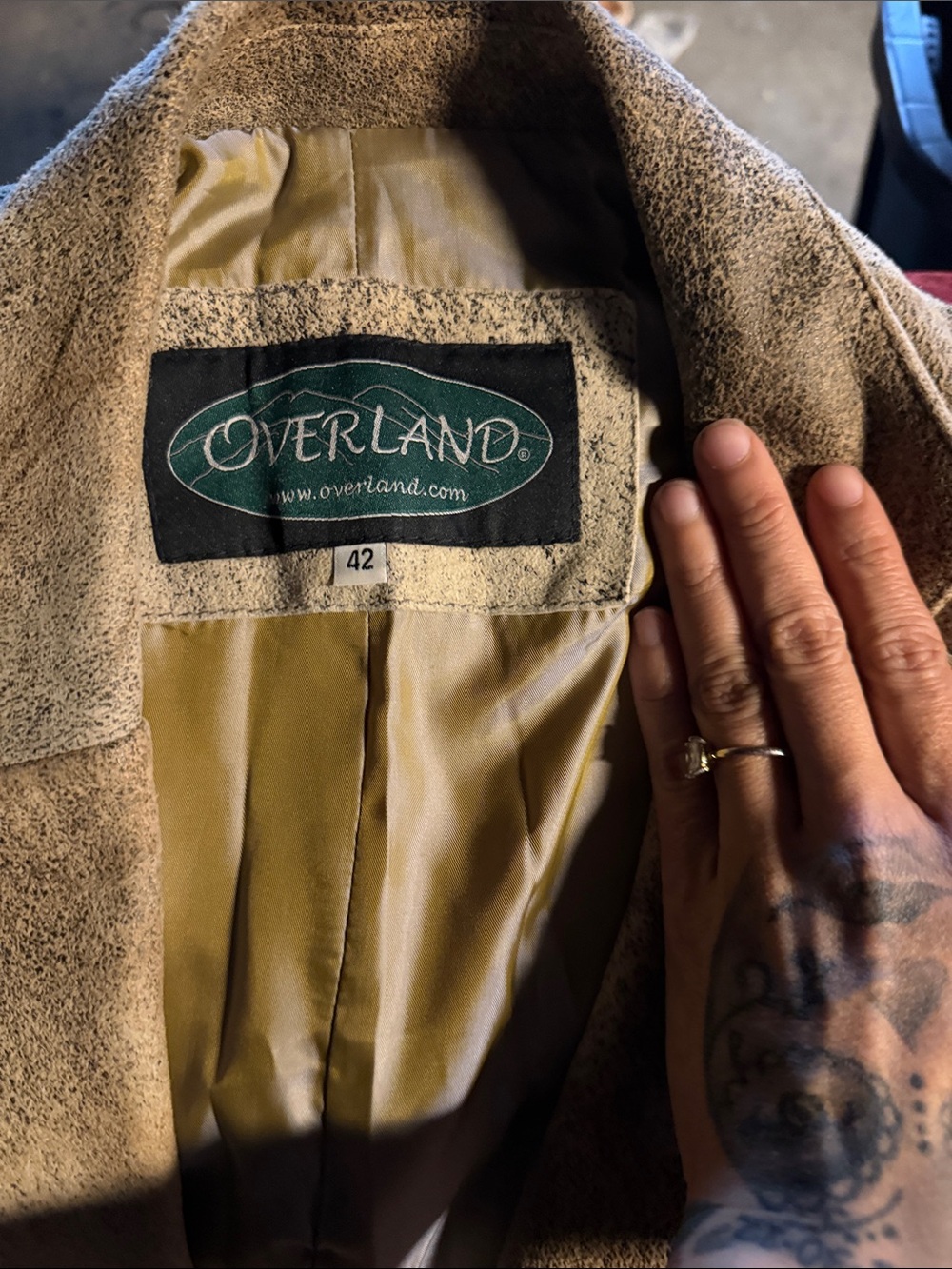 Overland Men's Tan Suede Pea Coat - Classic Overland Outerwear Vintage